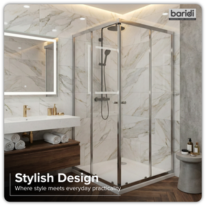 Corner Shower Entry Enclosure 900 x 900 x 1850mm with 6mm Tempered Glass - Chrome