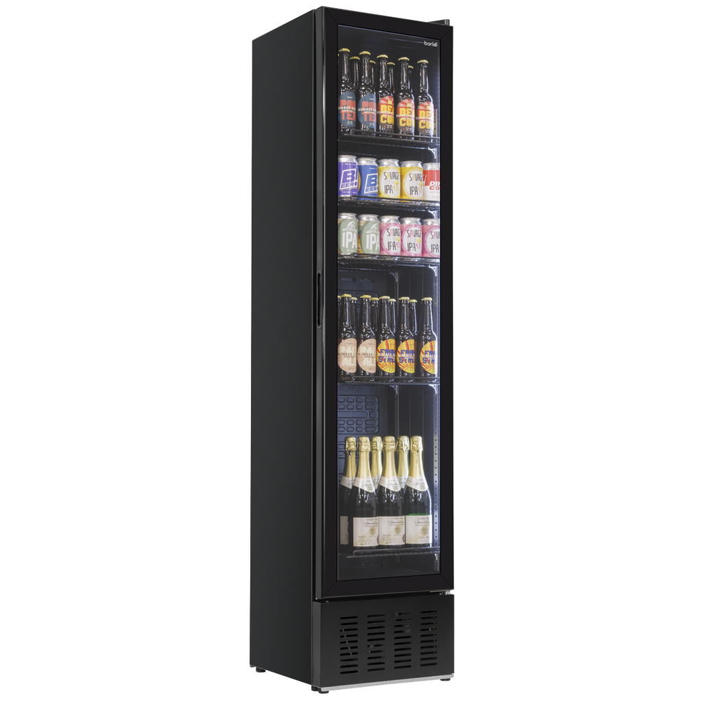 Baridi Tall Drinks Fridge with Digital Controls & Auto Defrost 160L Black (DH440)