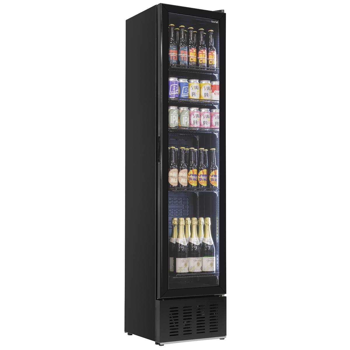 Baridi Tall Drinks Fridge with Digital Controls & Auto Defrost 160L Black (DH440)