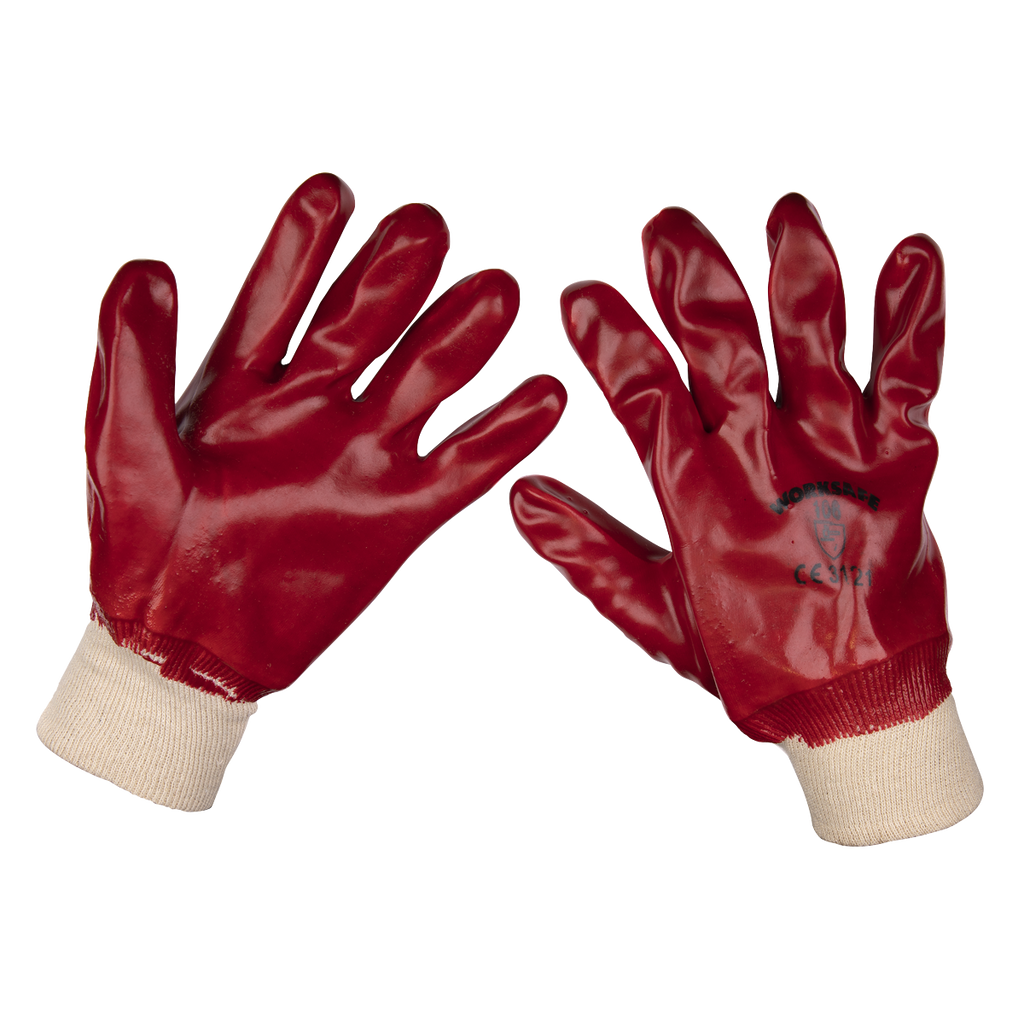 Worksafe® PVC Knit Wrist Gloves, Large - Pack of 12 Pairs