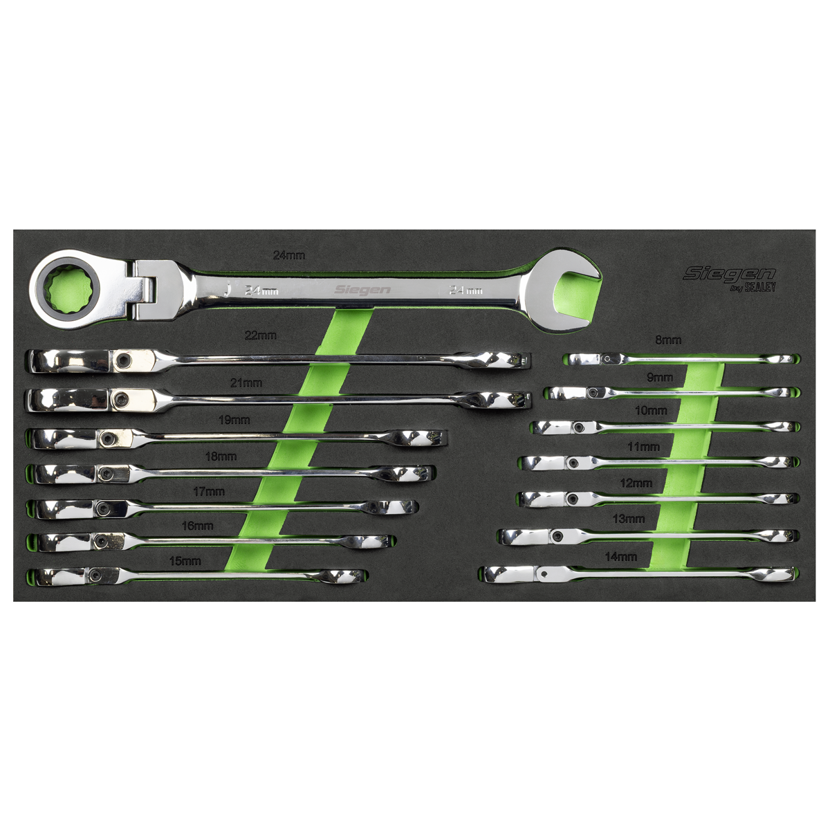 Flexi-Head Combination Ratchet Spanner Set 15pc