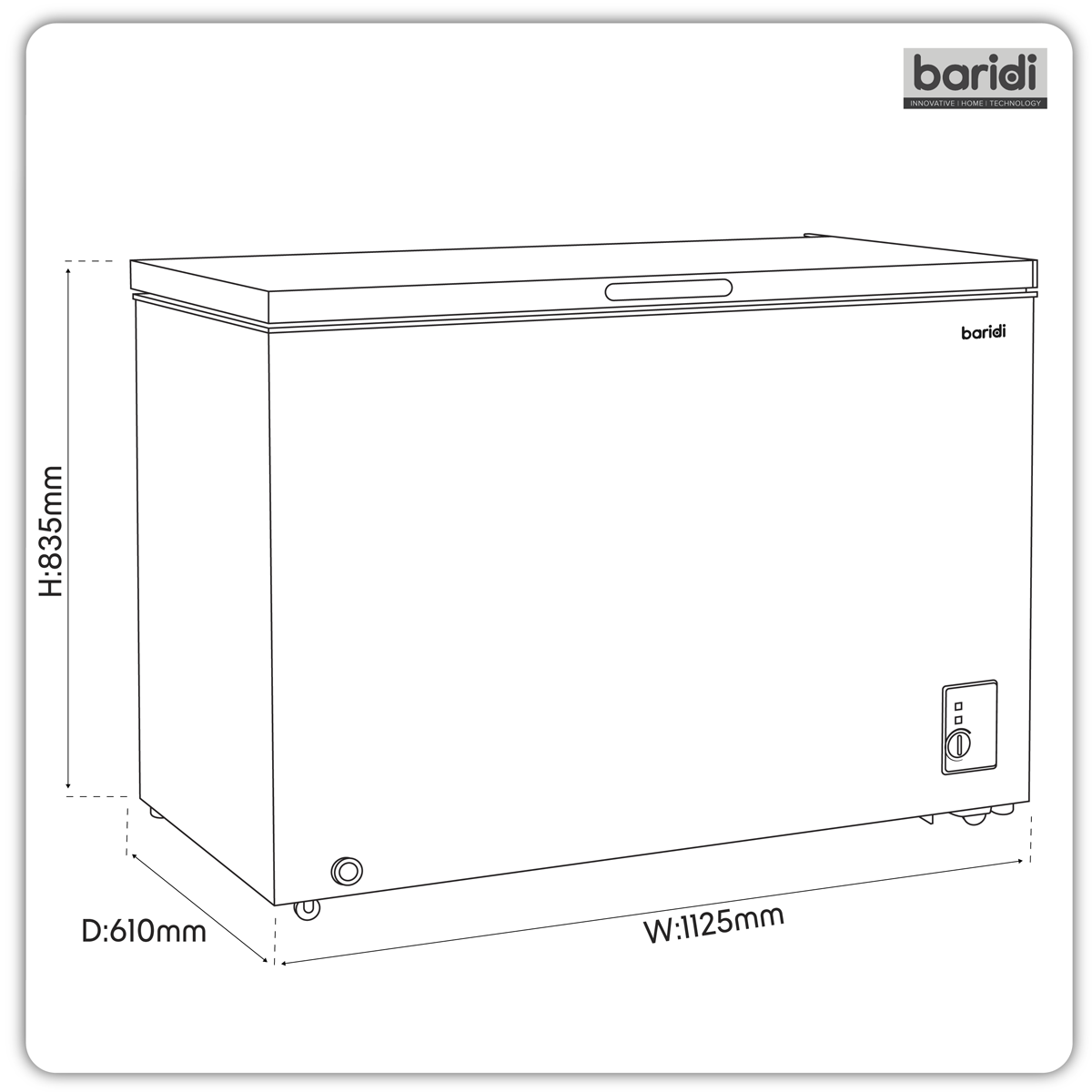 Baridi Freestanding Chest Freezer 299L Capacity - Black