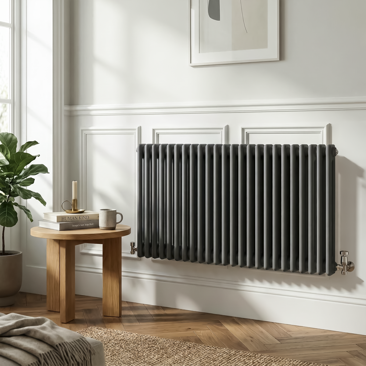 Baridi Horizontal Traditional 2 Column Radiator 600 x 1147mm – Anthracite