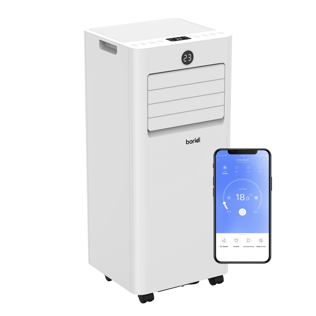 Baridi 5-in-1 Portable Air Conditioner/Dehumidifier/Air Cooler with Window Sealing Kit 7,000Btu/hr - White