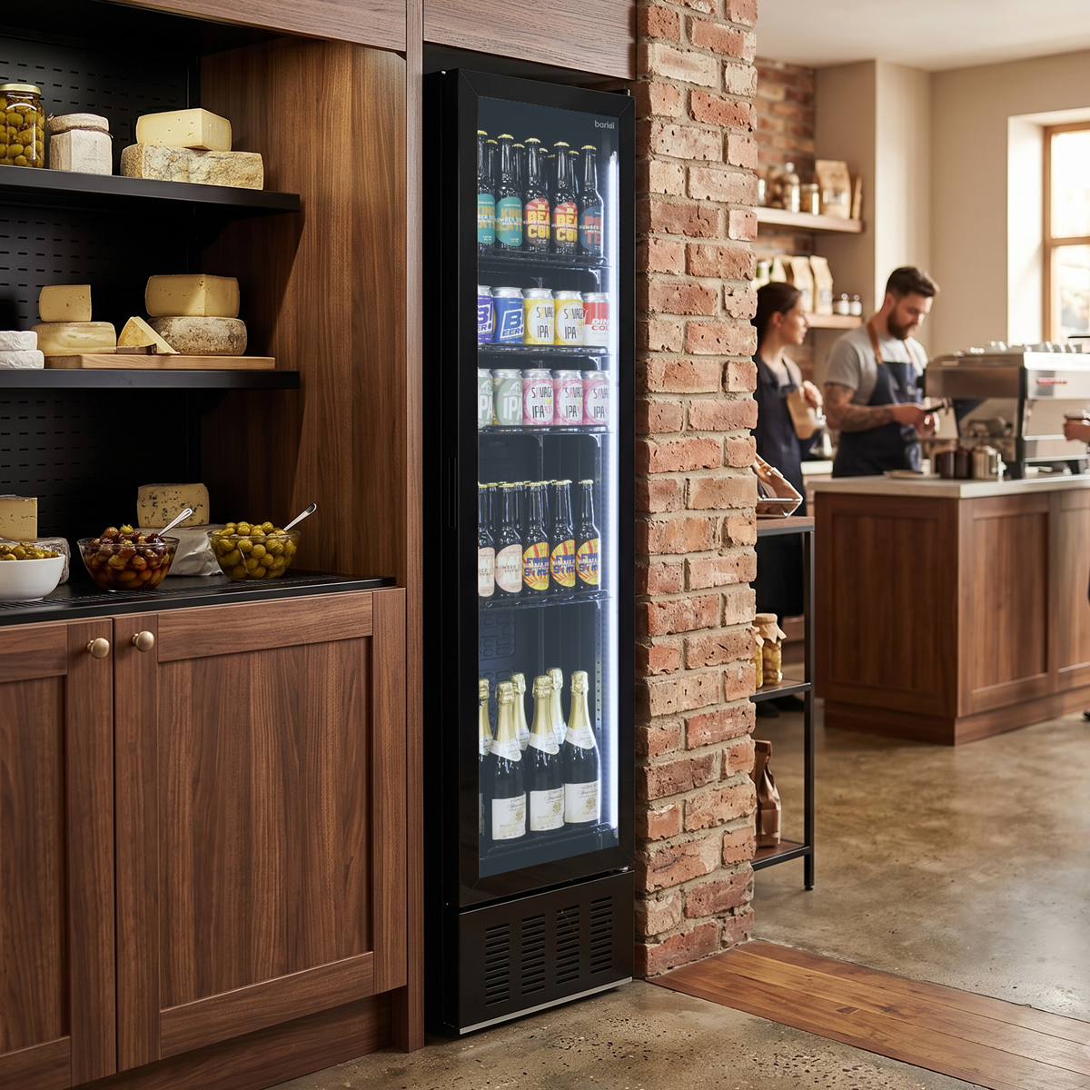 Baridi Tall Drinks Fridge with Digital Controls & Auto Defrost 160L Black (DH440)