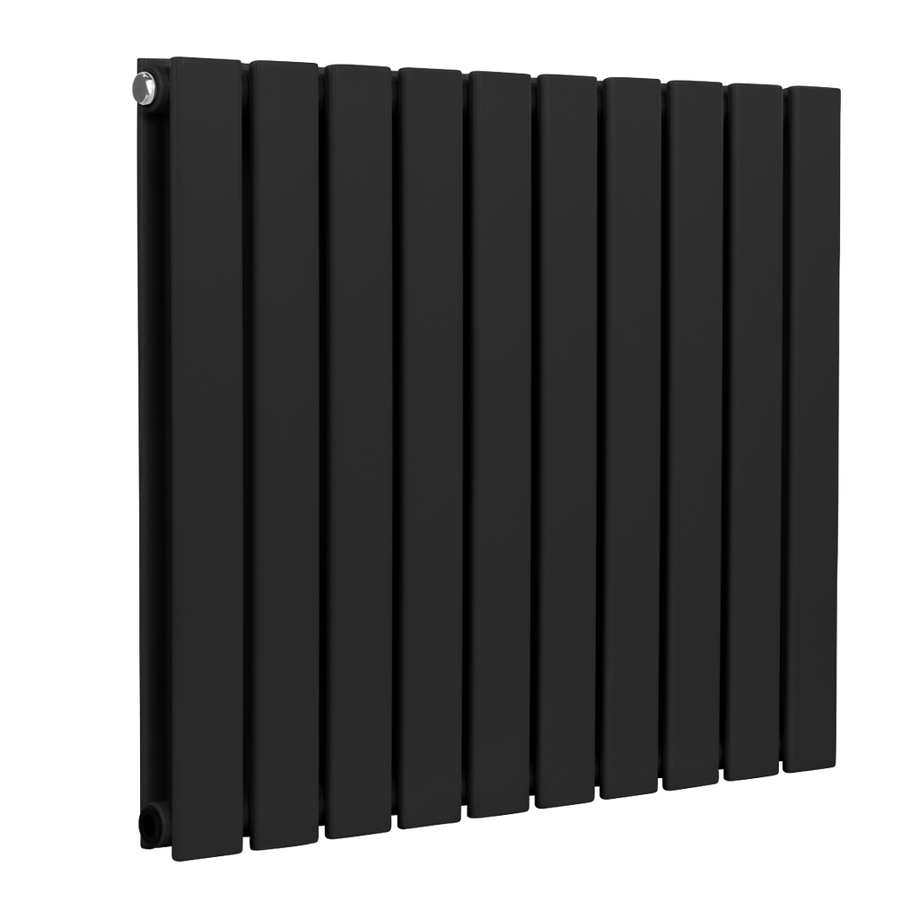 Baridi Horizontal Radiator Contemporary Double Flat Panel Design 600 x 700mm – Black
