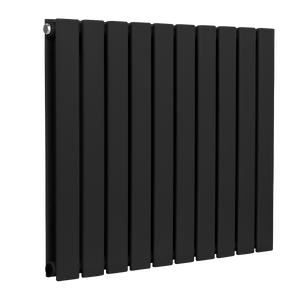 Baridi Horizontal Radiator Contemporary Double Flat Panel Design 600 x 700mm – Black