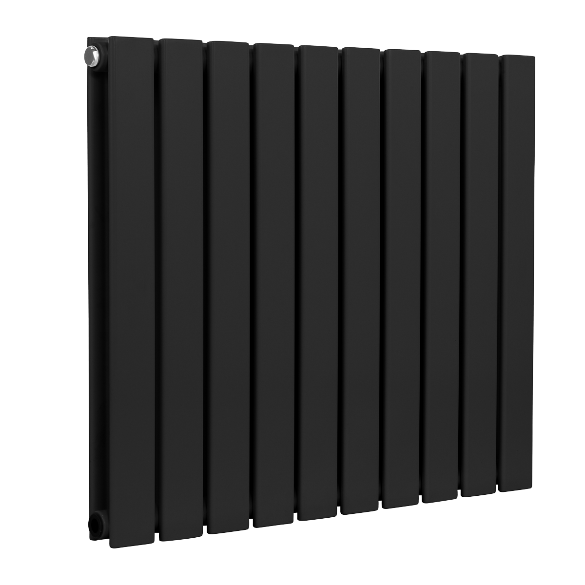 Baridi Horizontal Radiator Contemporary Double Flat Panel Design 600 x 700mm – Black