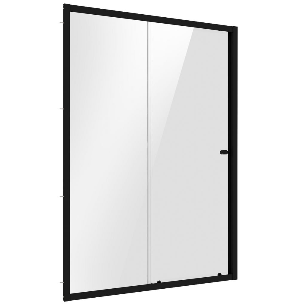 Sliding Shower Door 1200 x 1850mm, 6mm Tempered Glass, Reversible - Black