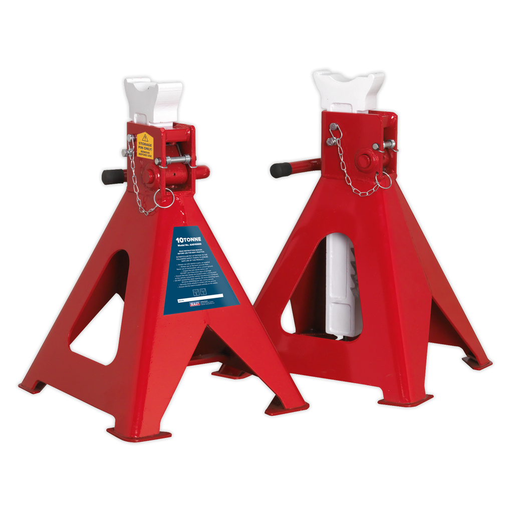 Sealey AAS10000 Auto Rise Ratchet Axle Stands (Pair), 10 Tonne Capacity