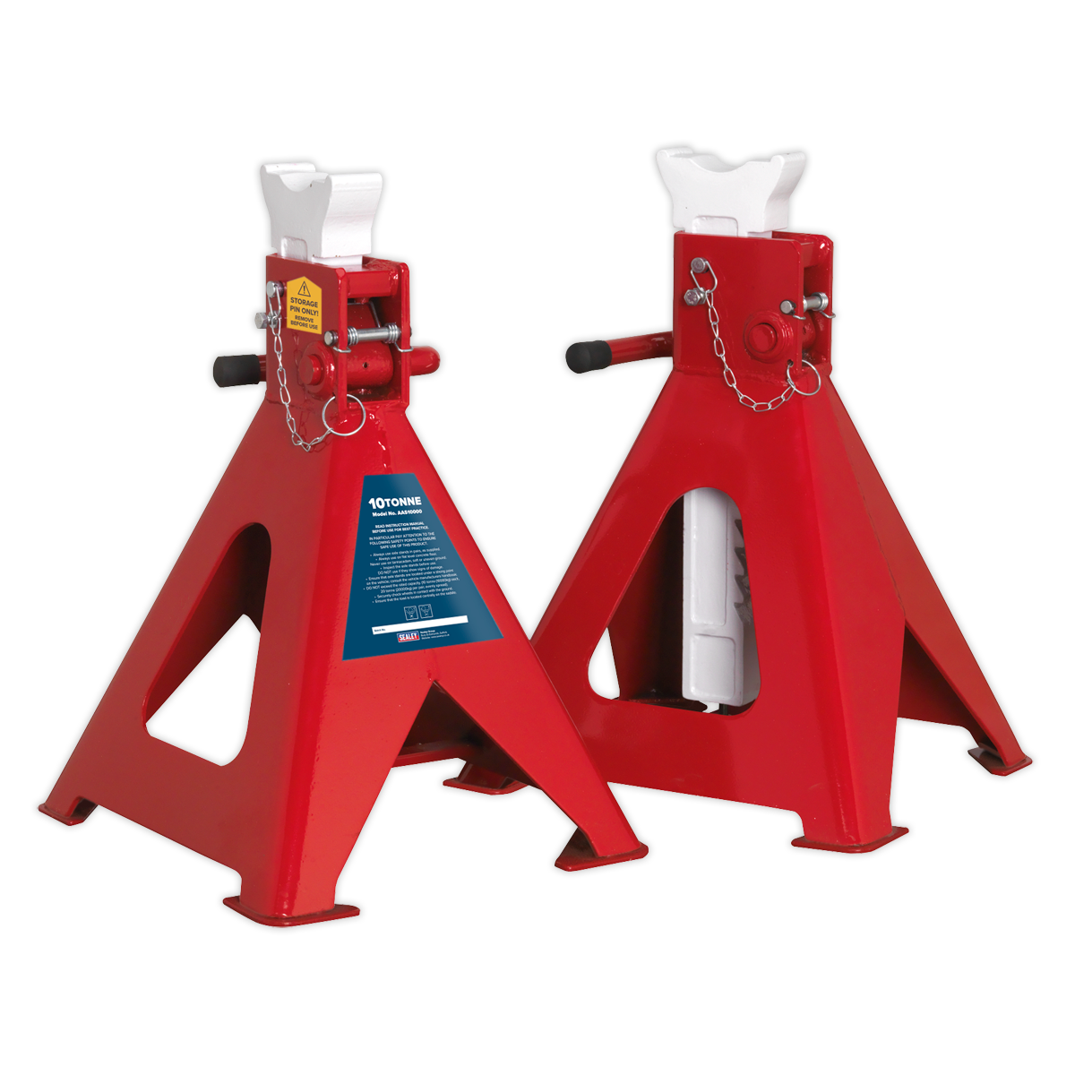 Sealey AAS10000 Auto Rise Ratchet Axle Stands (Pair), 10 Tonne Capacity
