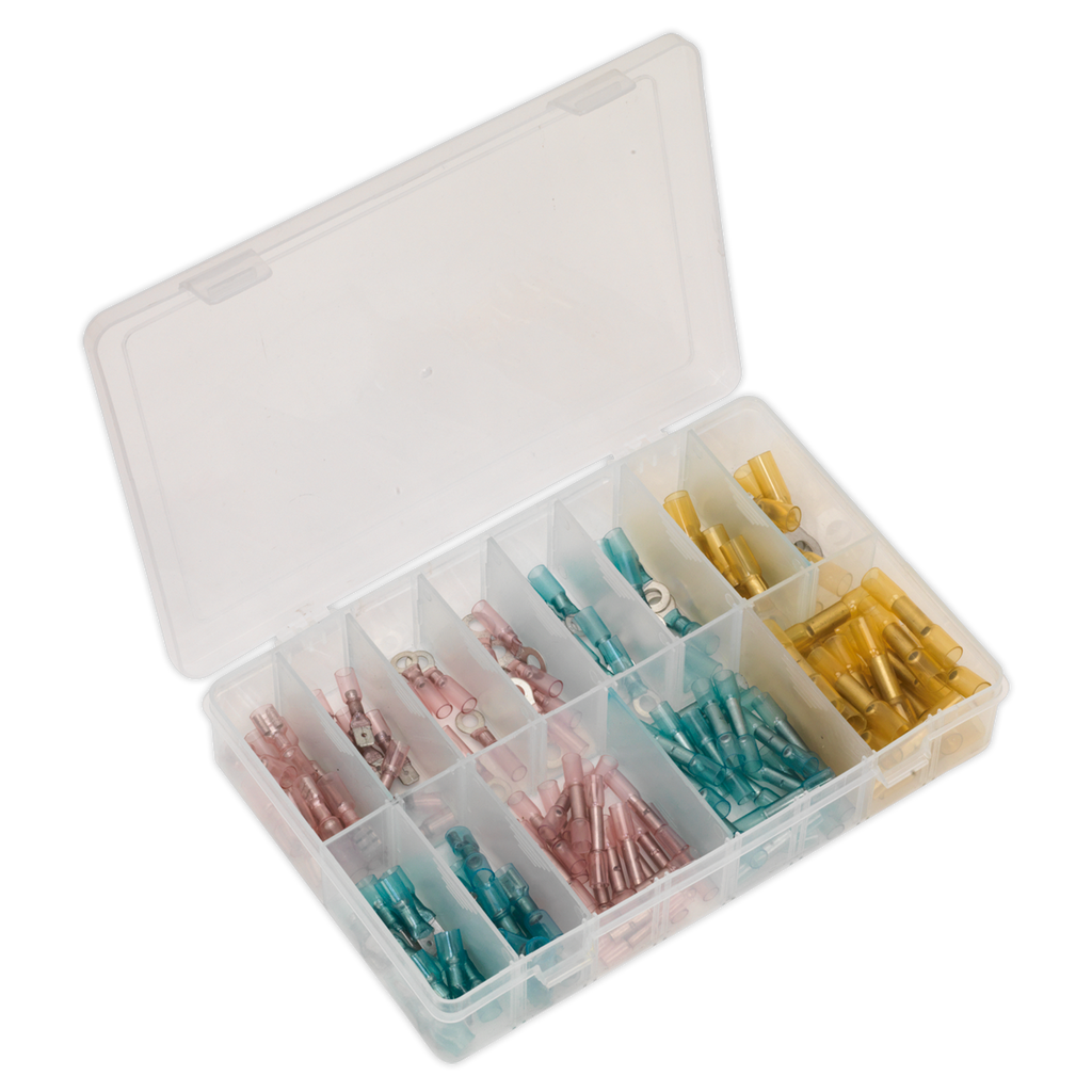 Adhesive Lined Heat Shrink Terminal Assortment 142pc - Blue,