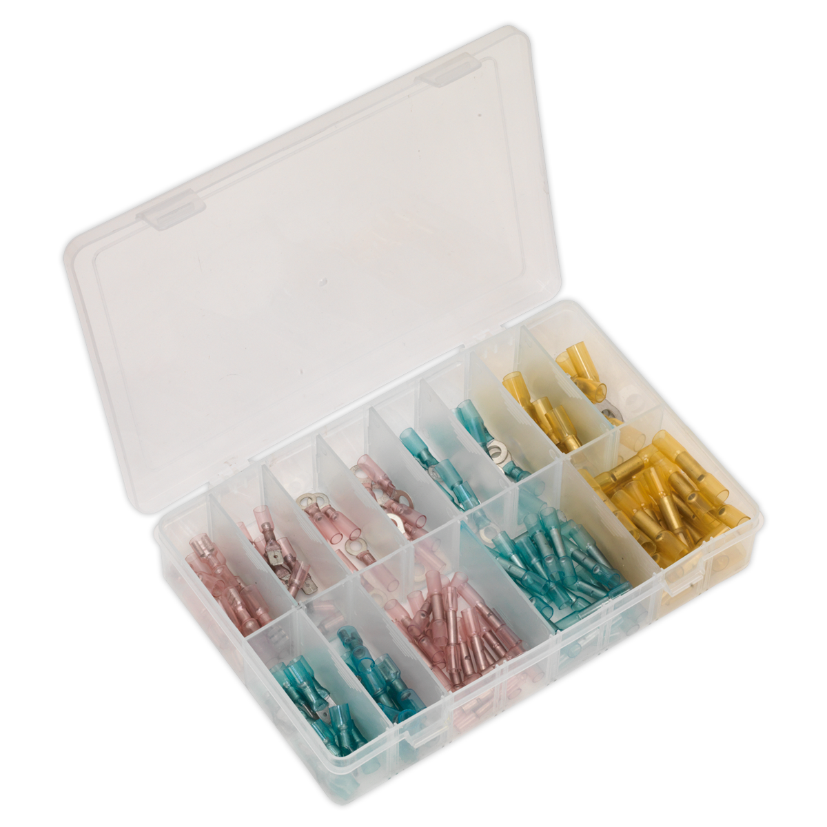 Adhesive Lined Heat Shrink Terminal Assortment 142pc - Blue, Red & Yellow