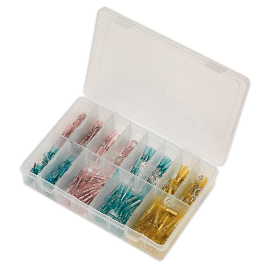 Adhesive Lined Heat Shrink Terminal Assortment 142pc - Blue,