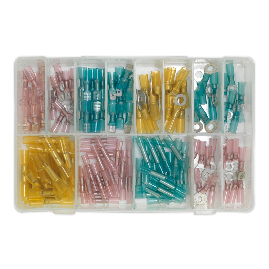Adhesive Lined Heat Shrink Terminal Assortment 142pc - Blue,
