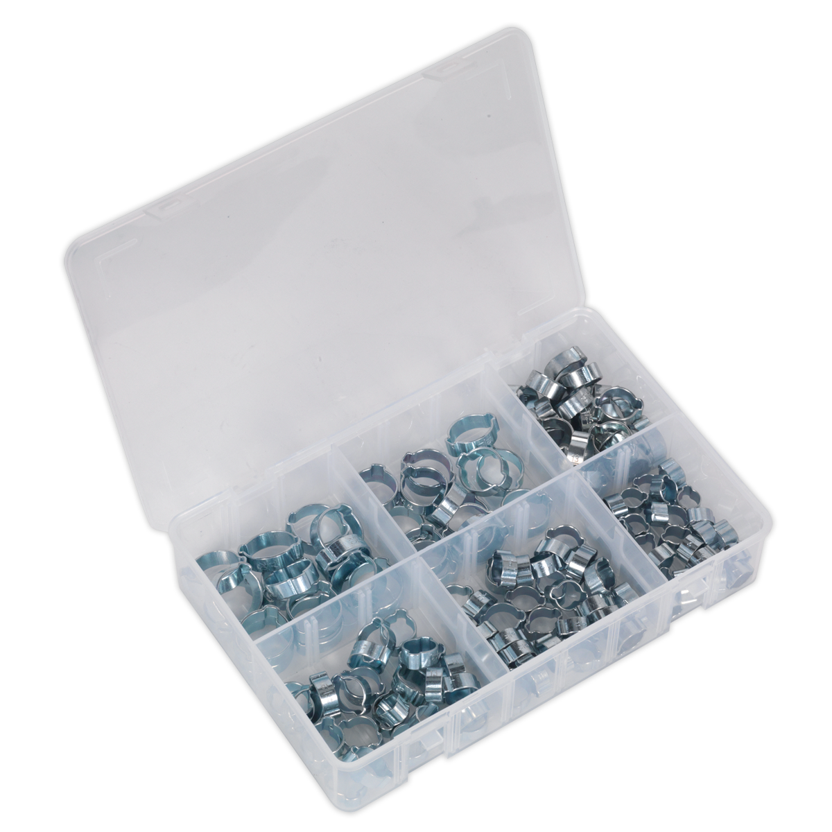 Zinc Plated O-Clip Double Ear Assortment 140pc