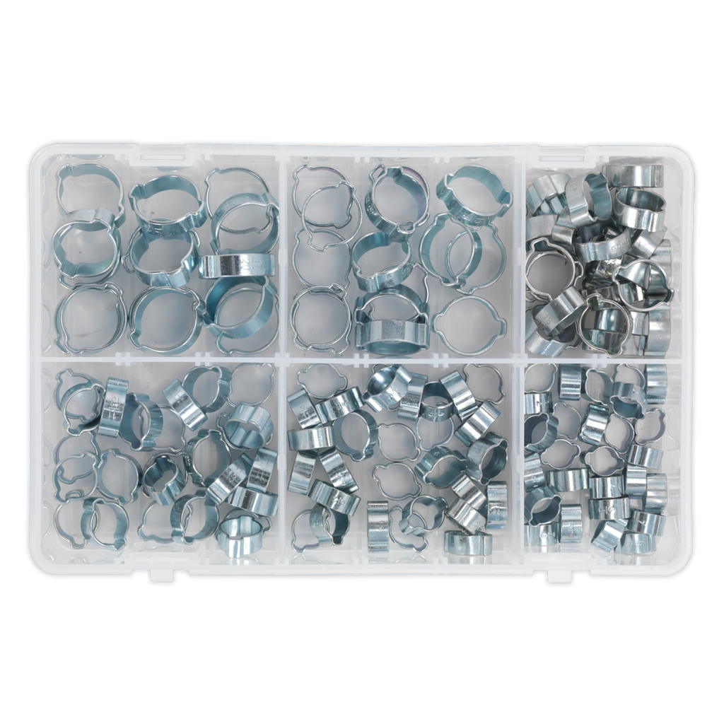Zinc Plated O-Clip Double Ear Assortment 140pc