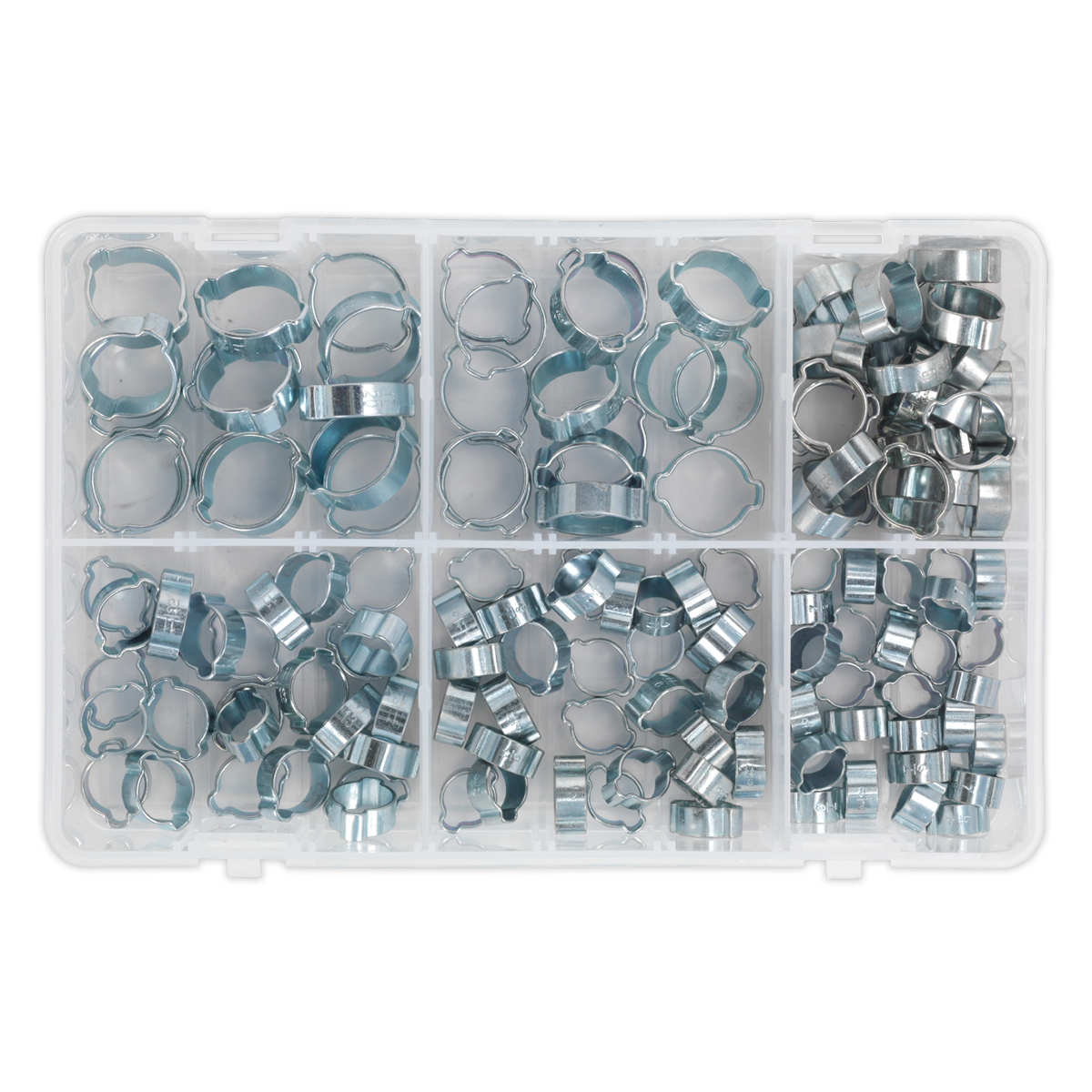 Zinc Plated O-Clip Double Ear Assortment 140pc