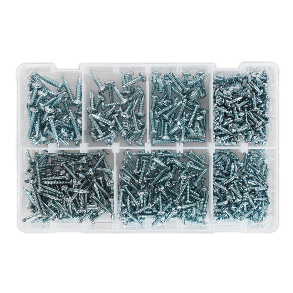 Zinc Plated Self-Drilling Pan Head Phillips Screw Assortment 500pc