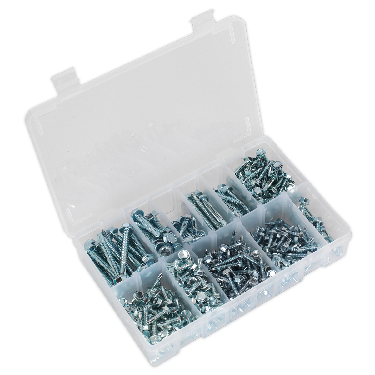 Zinc Plated Self-Drilling Screw Assortment Hex Head 410pc