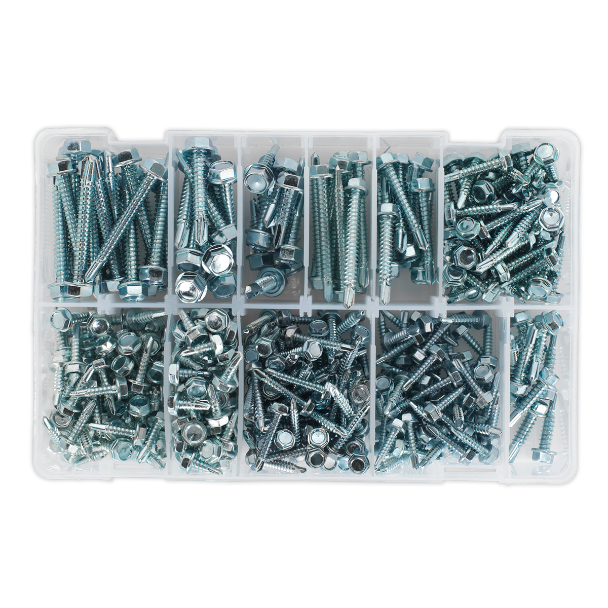 Zinc Plated Self-Drilling Screw Assortment Hex Head 410pc