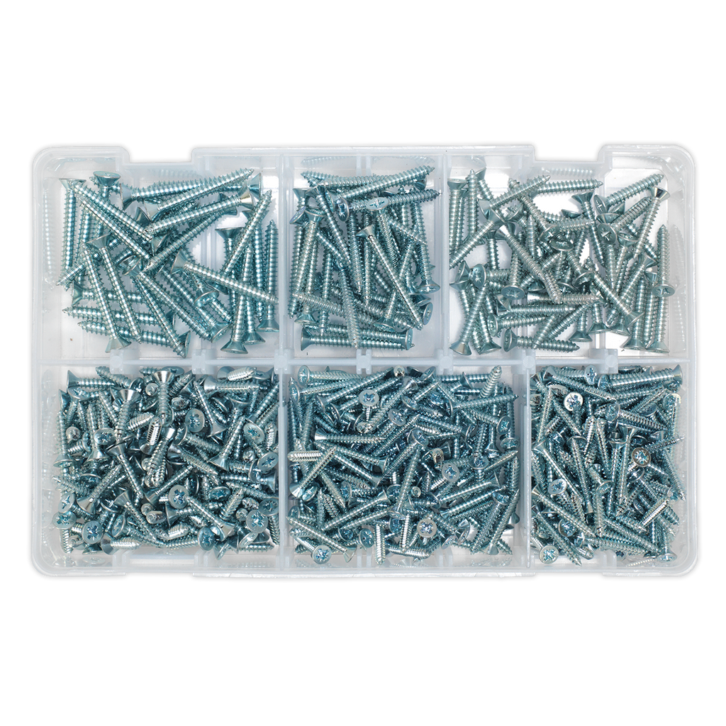 Zinc Plated Self-Tapping Countersunk Pozi Screw Assortment 5
