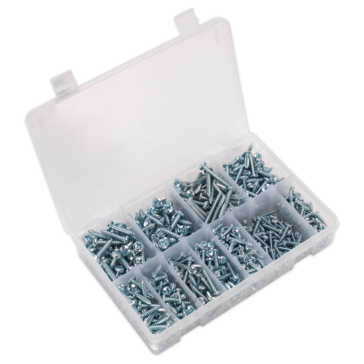 Zinc Plated Self-Tapping Pan Head Pozi Screw Assortment 700pc - DIN 7981CZ