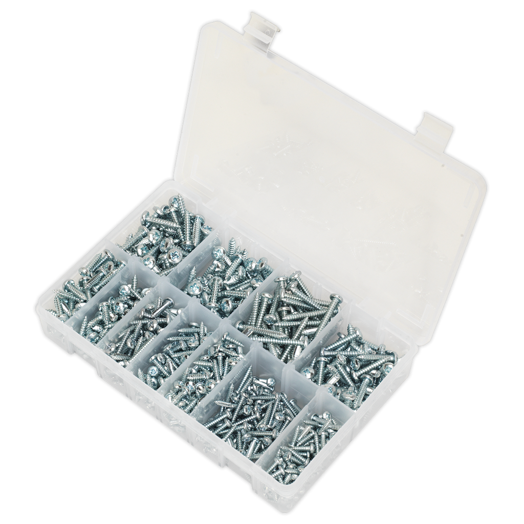 Zinc Plated Self-Tapping Pan Head Pozi Screw Assortment 700p