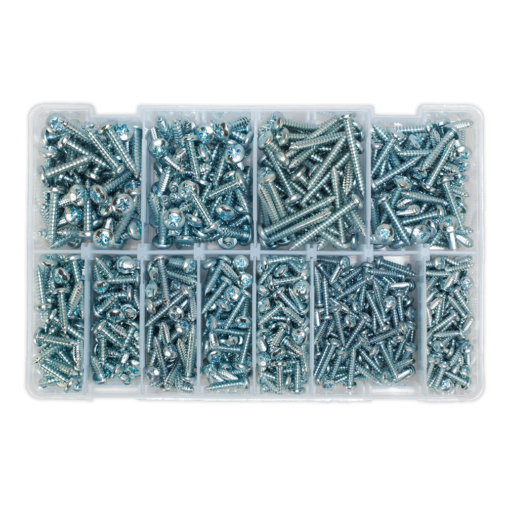 Zinc Plated Self-Tapping Pan Head Pozi Screw Assortment 700p