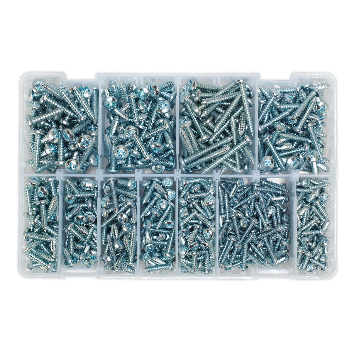 Zinc Plated Self-Tapping Pan Head Pozi Screw Assortment 700p