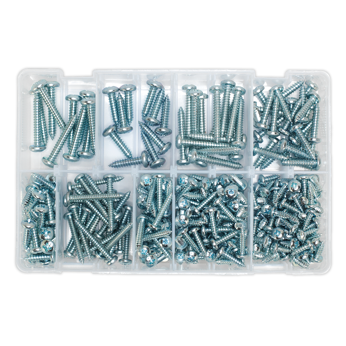 Zinc Plated Self-Tapping Pan Head Pozi Screw Assortment 305p