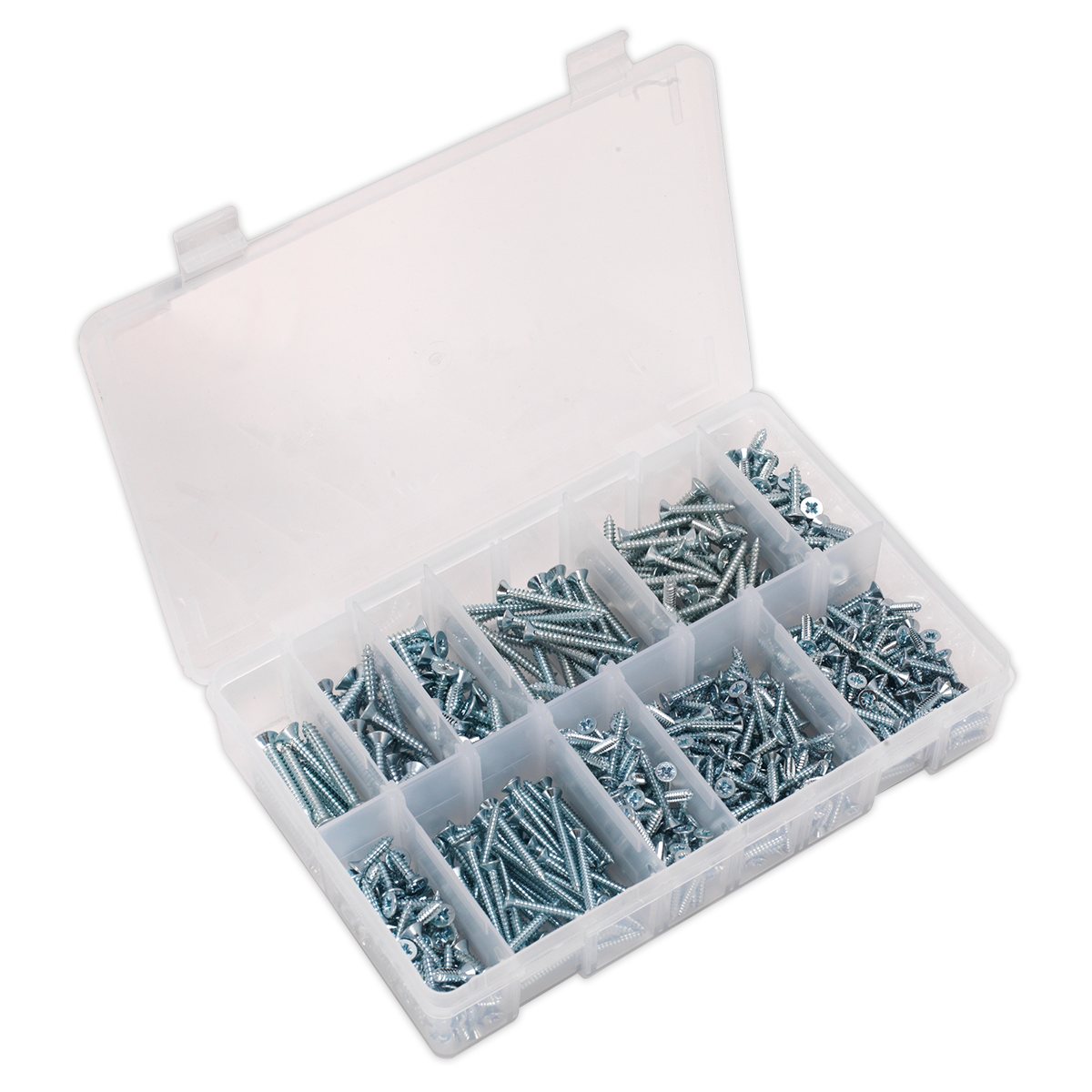 Zinc Plated Self-Tapping Countersunk Pozi Screw Assortment 600pc