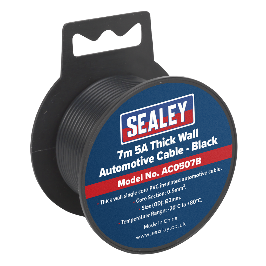 5A Thick Wall Automotive Cable 7m - Black