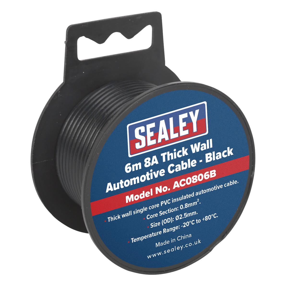 8A Thick Wall Automotive Cable 6m - Black