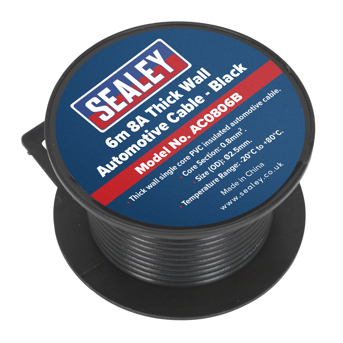 8A Thick Wall Automotive Cable 6m - Black