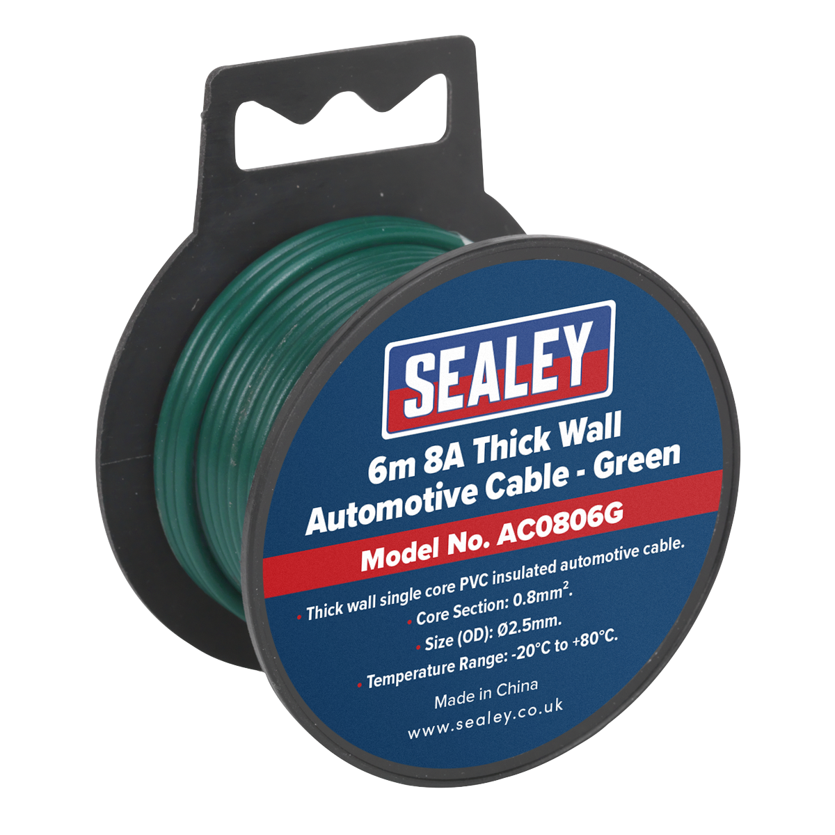 8A Thick Wall Automotive Cable 6m - Green