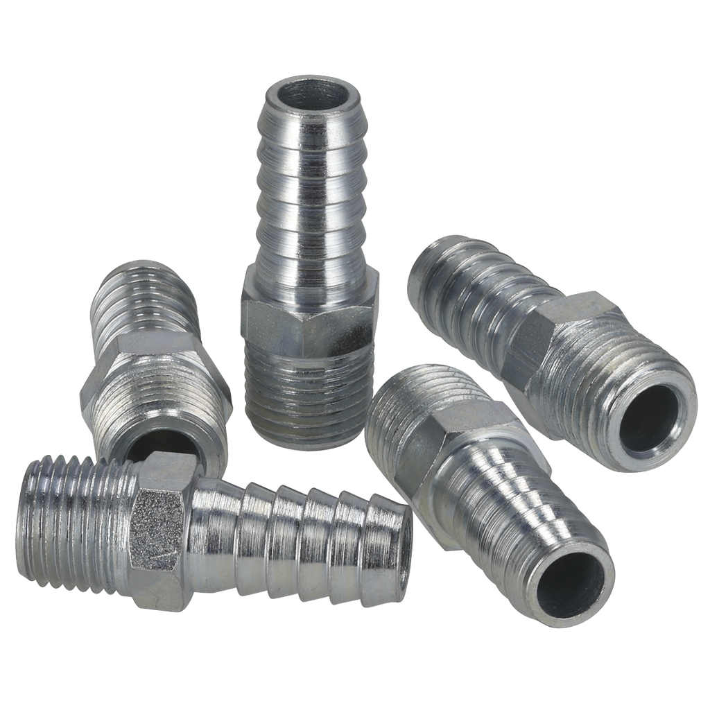PCL Screwed Tailpiece Male 1/4"BSPT - 3/8" Hose - Pack of 5