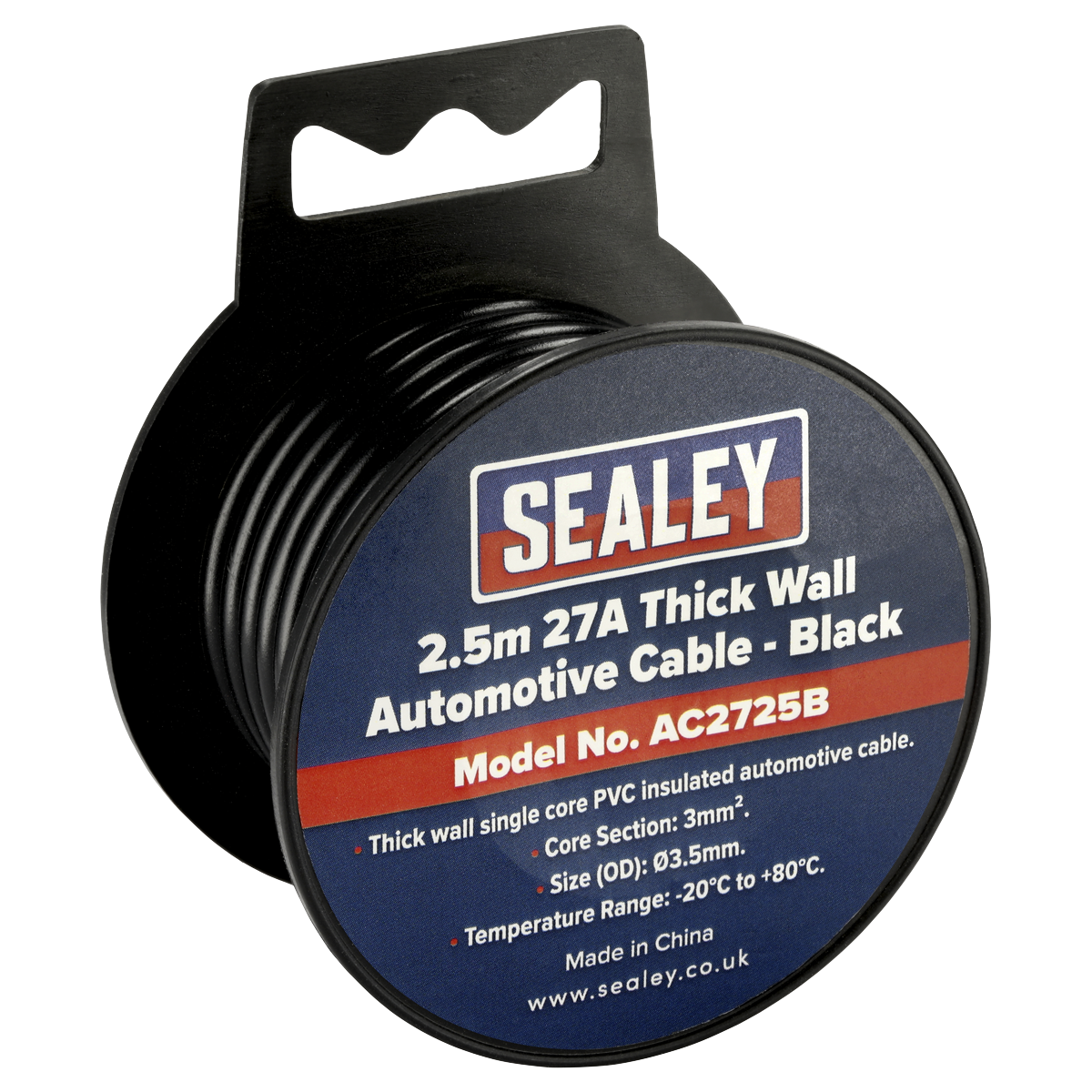 27A Thick Wall Automotive Cable 2.5m - Black