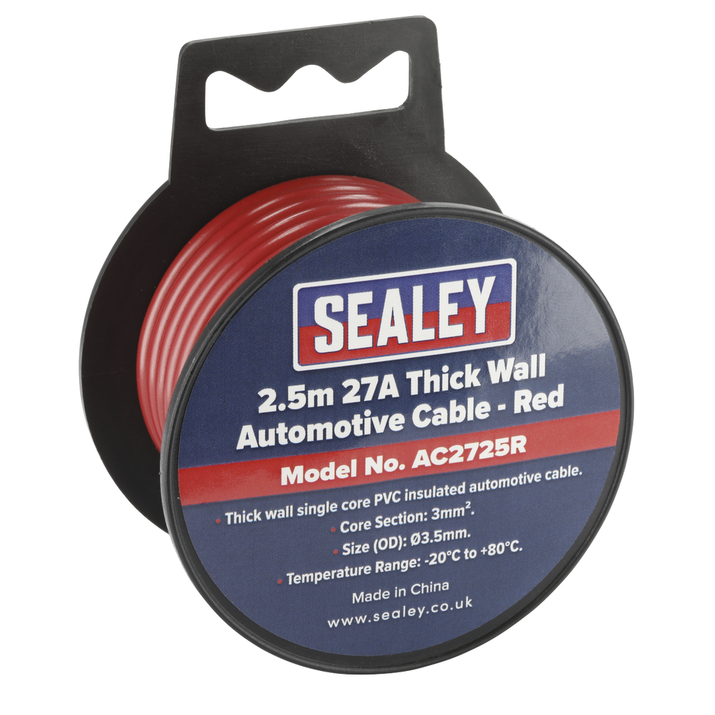 27A Thick Wall Automotive Cable 2.5m - Red