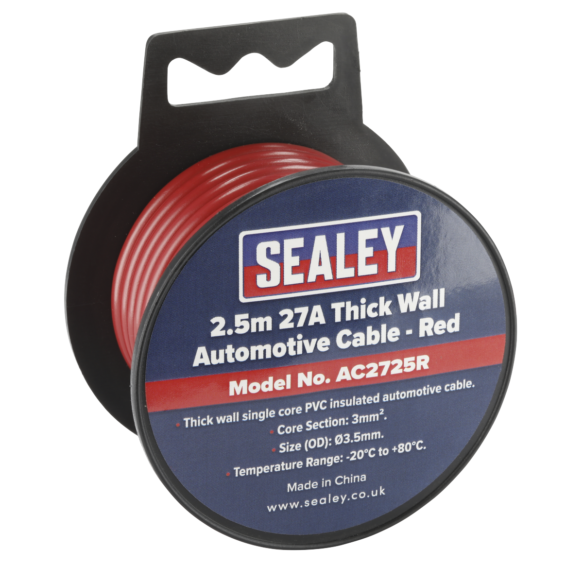 27A Thick Wall Automotive Cable 2.5m - Red