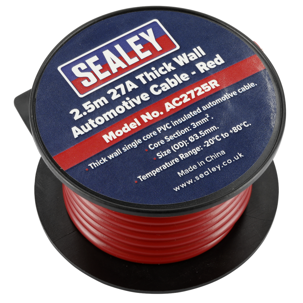 27A Thick Wall Automotive Cable 2.5m - Red