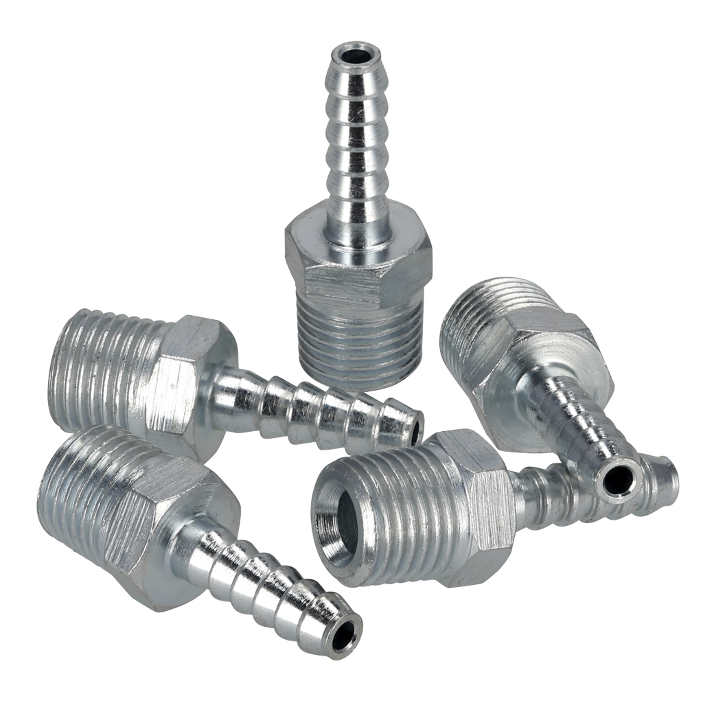 PCL Screwed Tailpiece Male 1/4"BSPT - 3/16" Hose - Pack of 5