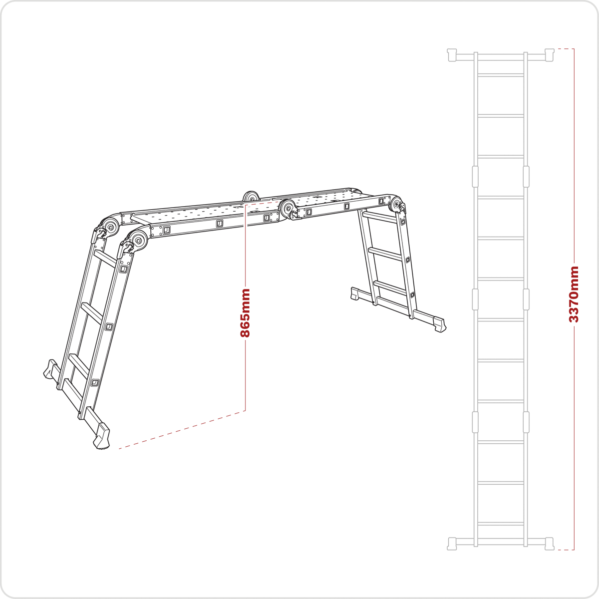 4-Way Aluminium Folding Platform Ladder - EN 131