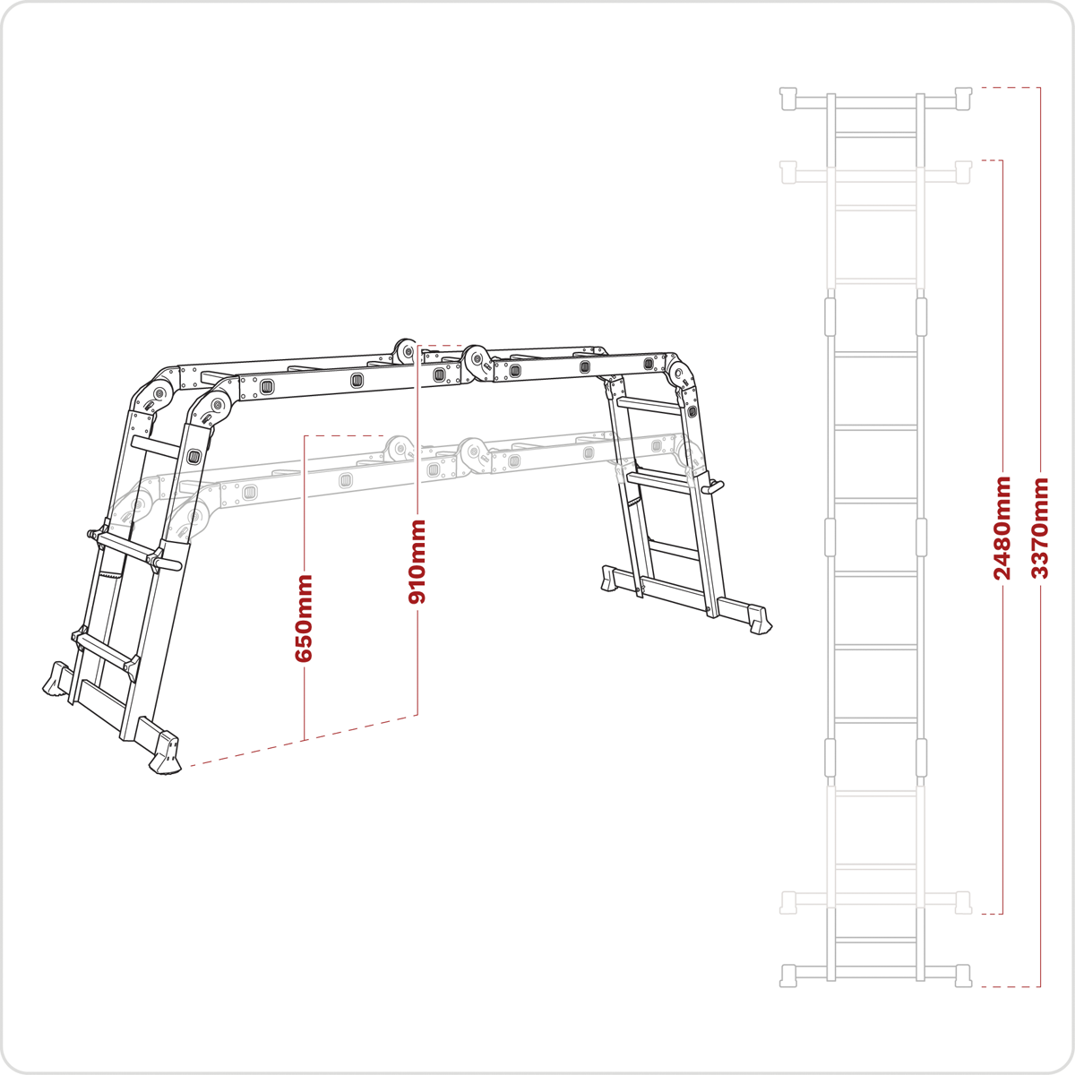 Aluminium 4-Way Multipurpose Adjustable-Height Ladder - EN 131