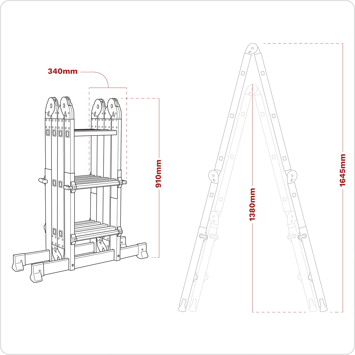 Aluminium 4-Way Multipurpose Adjustable-Height Ladder - EN 131