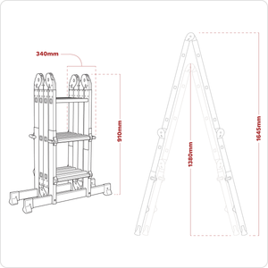Aluminium 4-Way Multipurpose Adjustable-Height Ladder - EN 131