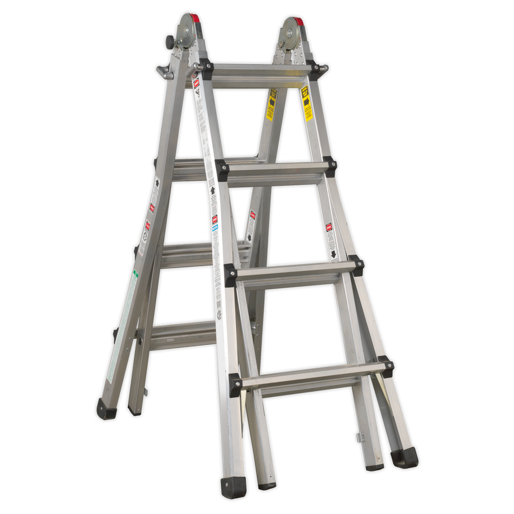 Aluminium 4-Way Telescopic Adjustable-Height Ladder - EN 131
