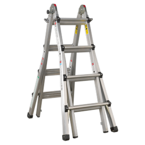 Aluminium 4-Way Telescopic Adjustable-Height Ladder - EN 131