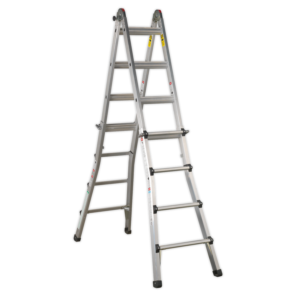 Aluminium 4-Way Telescopic Adjustable-Height Ladder - EN 131