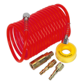 PE Coiled Air Hose Kit with Connectors 5m x 5mm